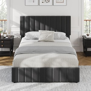 Bed Frame with 4 Storage Drawers, Adjustable Height Headboard, No Box Spring Needed - 1 of 4
