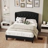 Bed Frame, Soft Velvet Upholstered Platform Bed Frame with Wingback Headboard and Button Tufted Design, Wood Slat Support - 3 of 4