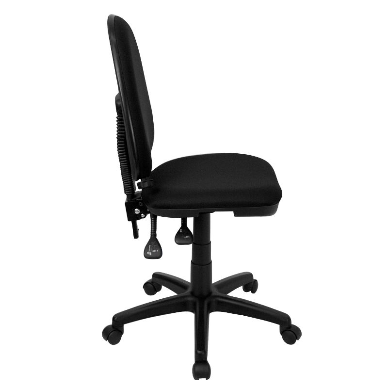 Flash Furniture Mid-Back Black Fabric Multifunction Swivel Ergonomic Task Office Chair with Adjustable Lumbar Support, 3 of 6