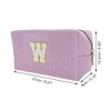 Unique Bargains Corduroy Rectangular Letter Makeup Bag Pink Purple 1 Pc - 2 of 4