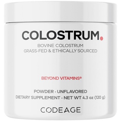 Codeage Grass-Fed Bovine Colostrum Powder Supplement, Grass-Fed Ethically Sourced, Immunoglobulin-Rich Prized First Milk - 4.3 oz