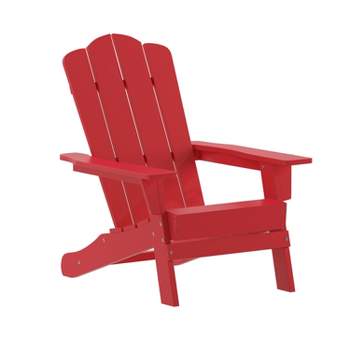 Emma and Oliver Adirondack Chair with Cup Holder, Weather Resistant HDPE Adirondack Chair