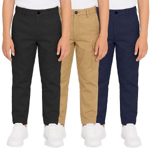Galaxy Approved School Uniform Boy's Super Stretch Cotton Cargo Pants-3 Pack - 1 of 4