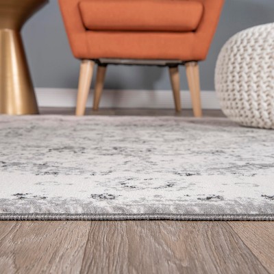 Gray Rectangular Synthetic Reversible Medallion Area Rug