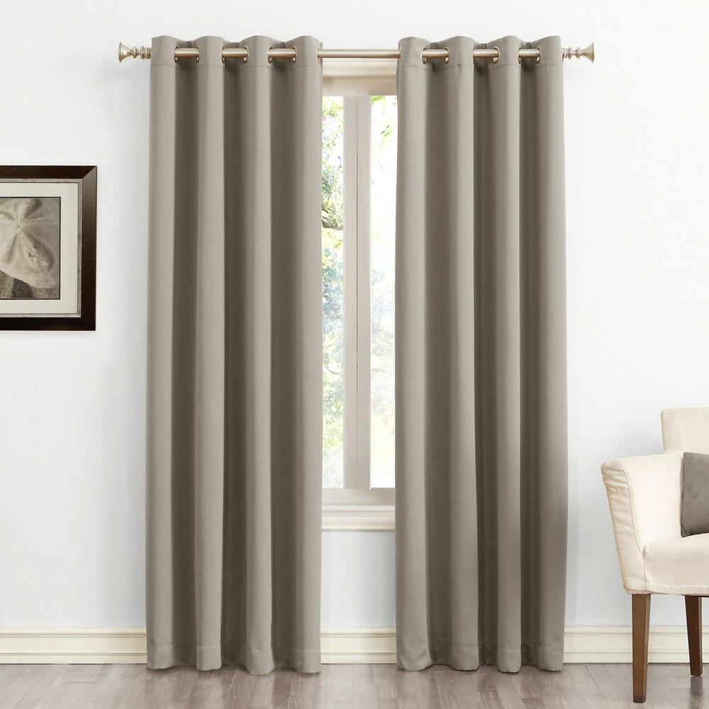 54"x84" Sun Zero Blackout Kenneth Energy Saving Grommet Curtain Panel Stone: Modern Thermal Insulated, Noise Reducing