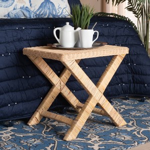 Farica Natural Rattan and Mahogany Accent Bench Brown - bali & pari: Handwoven, No Assembly Required - 1 of 4