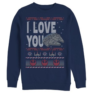 Men's Star Wars Christmas I Love You Quote Sweatshirt - 1 of 4