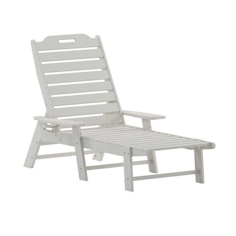 Merrick Lane Gaylord Adjustable Adirondack Lounger with Cup Holder- All-Weather Indoor/Outdoor HDPE Lounge Chair, 1 of 13