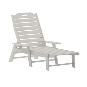 Flash Furniture Monterey Adjustable Adirondack Lounger with Cup Holder- All-Weather Indoor/Outdoor HDPE Lounge Chair
