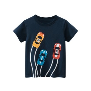MyKids-USA Baby Boy Cartoon Car Print Cool Short-Sleeved Tops - 1 of 4