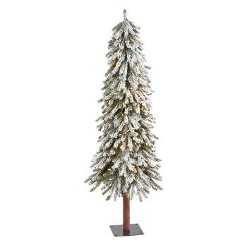 5ft Nearly Natural Pre-Lit Flocked Grand Alpine Artificial Christmas Tree Clear Lights