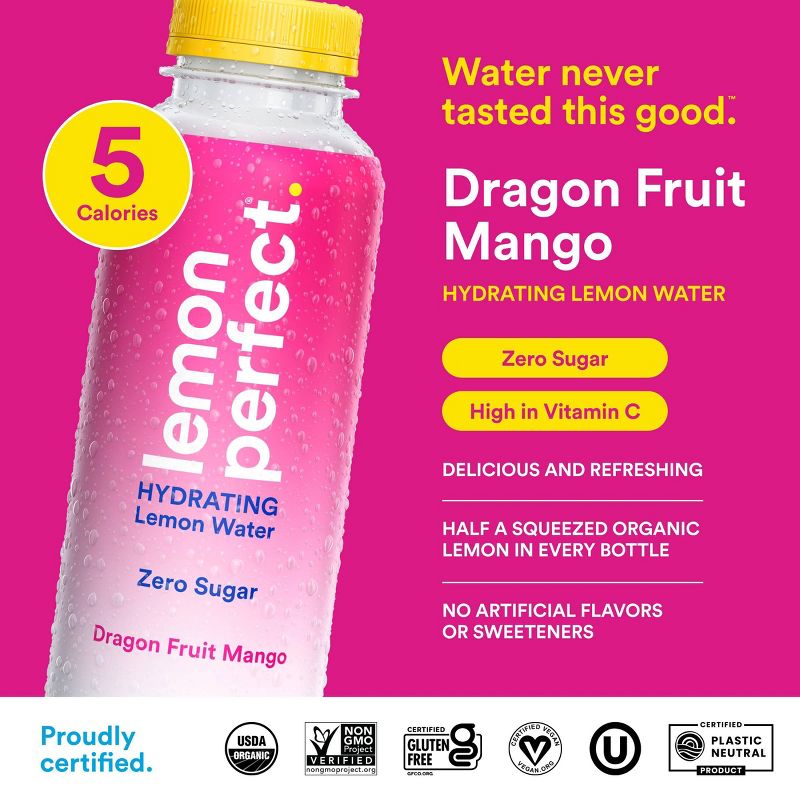 Lemon Perfect Dragon Fruit Mango Lemon Hydrating Lemon Water - 15.2 fl oz Bottle, 6 of 9