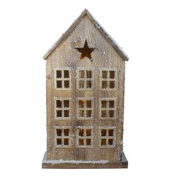 Northlight 30" Snow-Covered Rustic Wooden House Christmas Tabletop