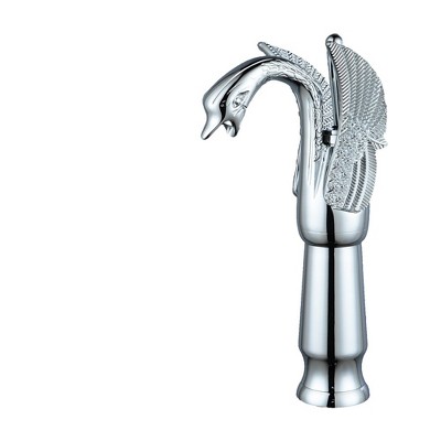 BWE Swan Single Hole Single Handle Bathroom Vessel Sink Faucet With Pop Up Drain