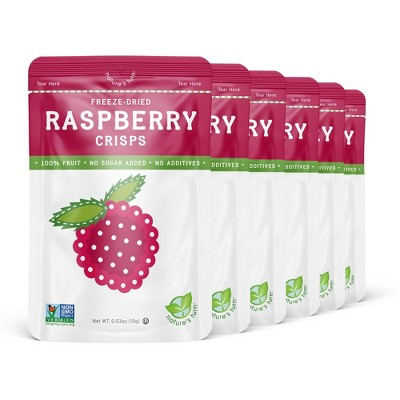 Nature's Turn Freeze-Dried Fruit Snacks - Raspberry Crisps - No Sugar Added, Non GMO, Gluten Free, Nothing Artificial 15g (0.53oz) - 6 Pack