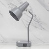 Simple Designs Sleek Essentials Metal Cone Shade Desk Lamp with USB Gray - 4 of 4