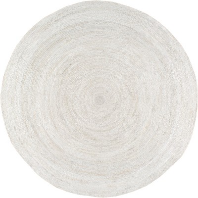 Off-White Round Hand Woven Jute Area Rug