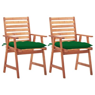 vidaXL Patio Dining Chairs 2 pcs with Cushions Solid Acacia Wood