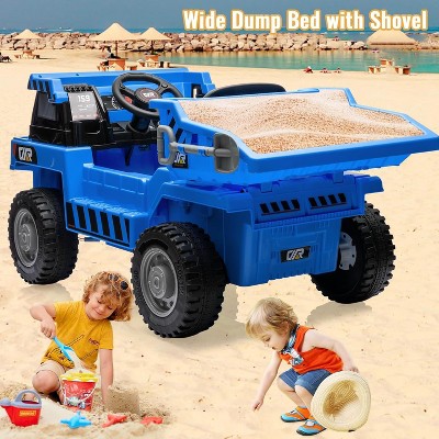 Blue 12V Kids Ride On Dump Truck with Remote Control