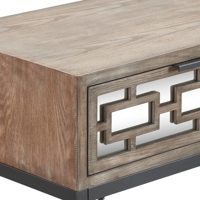 Hayworth 51'' Weathered Grey Mirrored Console Table with Drawers