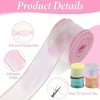 5 Rolls 10 Yard Shimmer Sheer Organza Ribbons 1.5 Inch Wide Laser Wired Edge Ribbon 5 Colors Chiffon Ribbon for DIY Crafts Gift Sewing Making Floral - 4 of 4