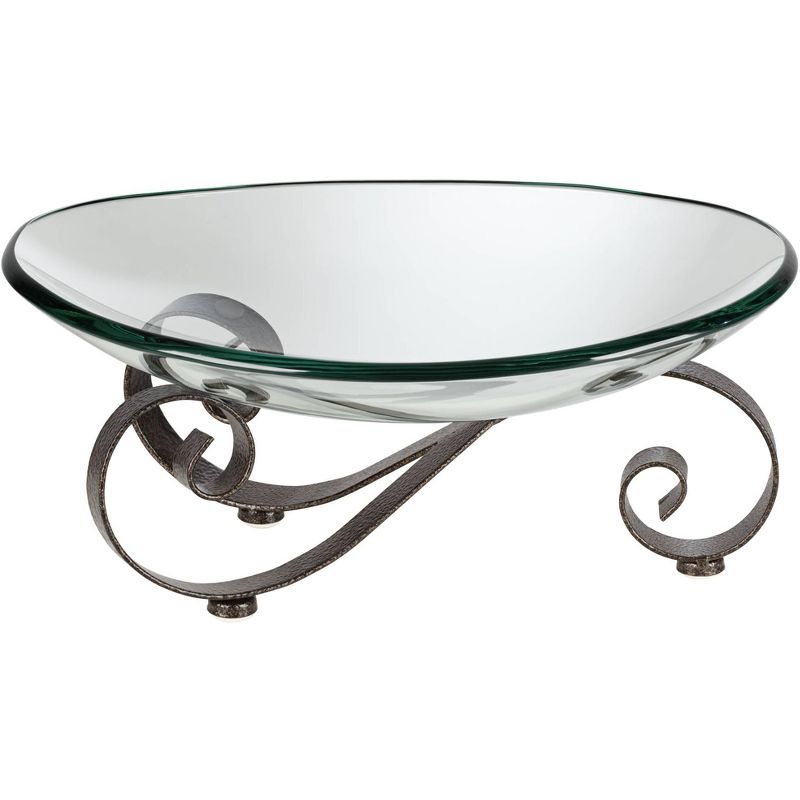 Kensington Hill Iron Scroll Stand with Oval Glass Bowl, 5 of 8