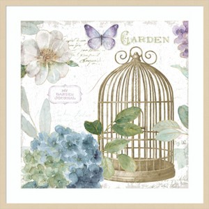 Amanti Art Rainbow Seeds Floral Birdcage III v2 by Lisa Audit Wood Framed Wall Art Print - 1 of 4