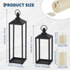 Lanterns Decorative Outdoor & Indoor, Set of 2 Modern Metal Black Lantern with Flameless LED Candles - 2 of 4