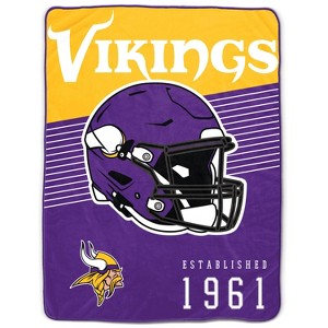 NFL Minnesota Vikings Helmet Stripes Flannel Fleece Blanket - 1 of 3