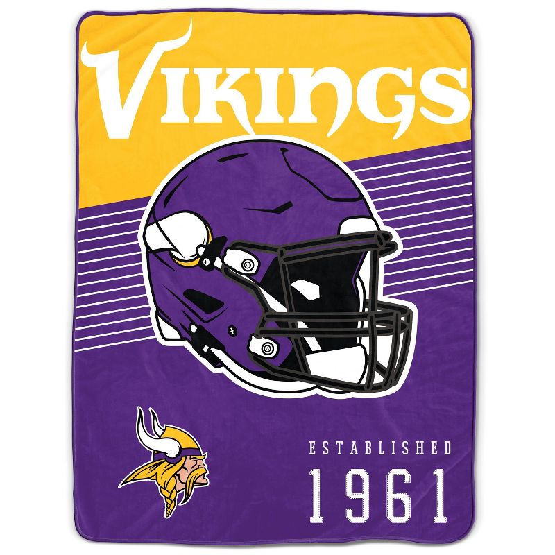 NFL Minnesota Vikings Helmet Stripes Flannel Fleece Blanket, 1 of 4