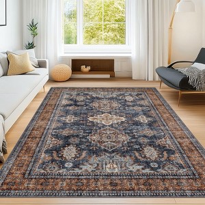 Area Rug for Living Room, Vintage Medallion Rugs, Traditional Washable Rugs for Bedroom, Non-Slip Stain Resistant Low-Pile - 1 of 4
