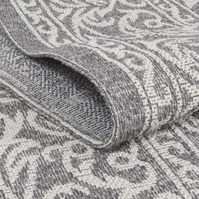 Gray Flat Woven Cotton Rectangular Area Rug, 8' x 10'
