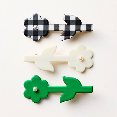 3pk Floral Hair Clip - kate spade new york x Target™ Green/Cream/Black