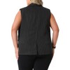 Agnes Orinda Women's Plus Size Sleeveless Lapel V-Neck Striped Outerwear Suit Blazer Vests - 4 of 4
