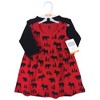 Hudson Baby Infant and Toddler Girl Cotton Dress and Cardigan 2pc Set, Red Moose Bear, 0-3 Months - 2 of 3