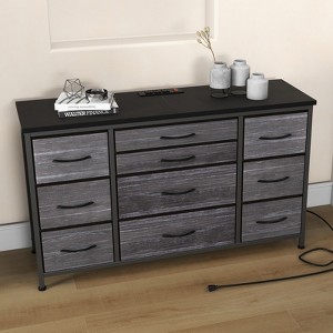 10-Drawer Fabric Dresser TV Stand – Wood Top & Charging Station for Bedroom & Living Room - 1 of 4