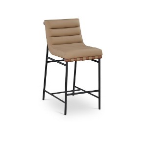 Meridian Furniture,Burke Tan Vegan Leather Counter Stool - 1 of 4