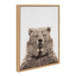 Kate and Laurel Sylvie Bear Color Framed Canvas by Simon Te of Tai Prints, 18x24, Natural - 1 of 4