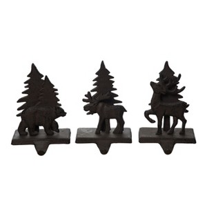 Transpac Iron Forest Scene Stocking Holder Set of 3 Christmas Home Decorations - 1 of 1