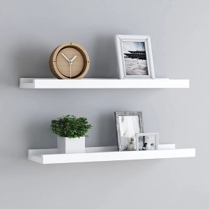 vidaXL Picture Frame Ledge Shelves 2 pcs White 23.6"x3.5"x1.2" MDF - 1 of 4