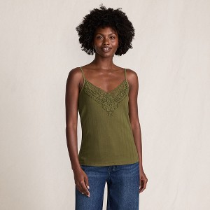 Lands' End Women's Variegated Micro Rib Lace Trim Cami - 1 of 4