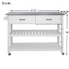 MAYEERTY White Kitchen Cart, Stainless Steel Top 2 Drawers - 3 of 4