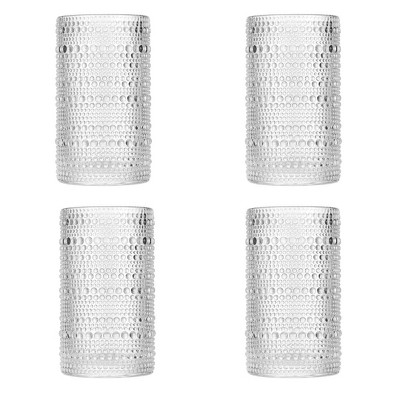 Vintage Clear Hobnail Highball Glasses 4 Piece Set - 15oz