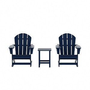WestinTrends 3 Piece set Outdoor Patio Poly Adirondack rocking chairs with side table - 1 of 4