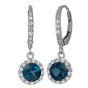Designs By Gioelli Sterling Silver Gemstone Drop Earrings, Genuine, Lab Created - 1 of 2