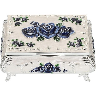 Vintage Metal Jewelry Box For Rings Earrings Necklace Treasure Chest Organizer