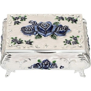 Vintage Metal Jewelry Box For Rings Earrings Necklace Treasure Chest Organizer - 1 of 4