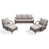 POCASSY 5PCS Outdoor Patio Furniture Set All-Weather Wicker Couch with Patio Swivel Rocking Outdoor Chairs and Ottomans, Patio Sofa Set for Backyard - 2 of 4