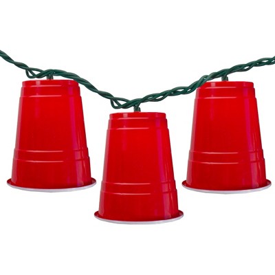 Northlight 10 Count Red Party Cup Summer Novelty String Lights, 6 ft Green Wire