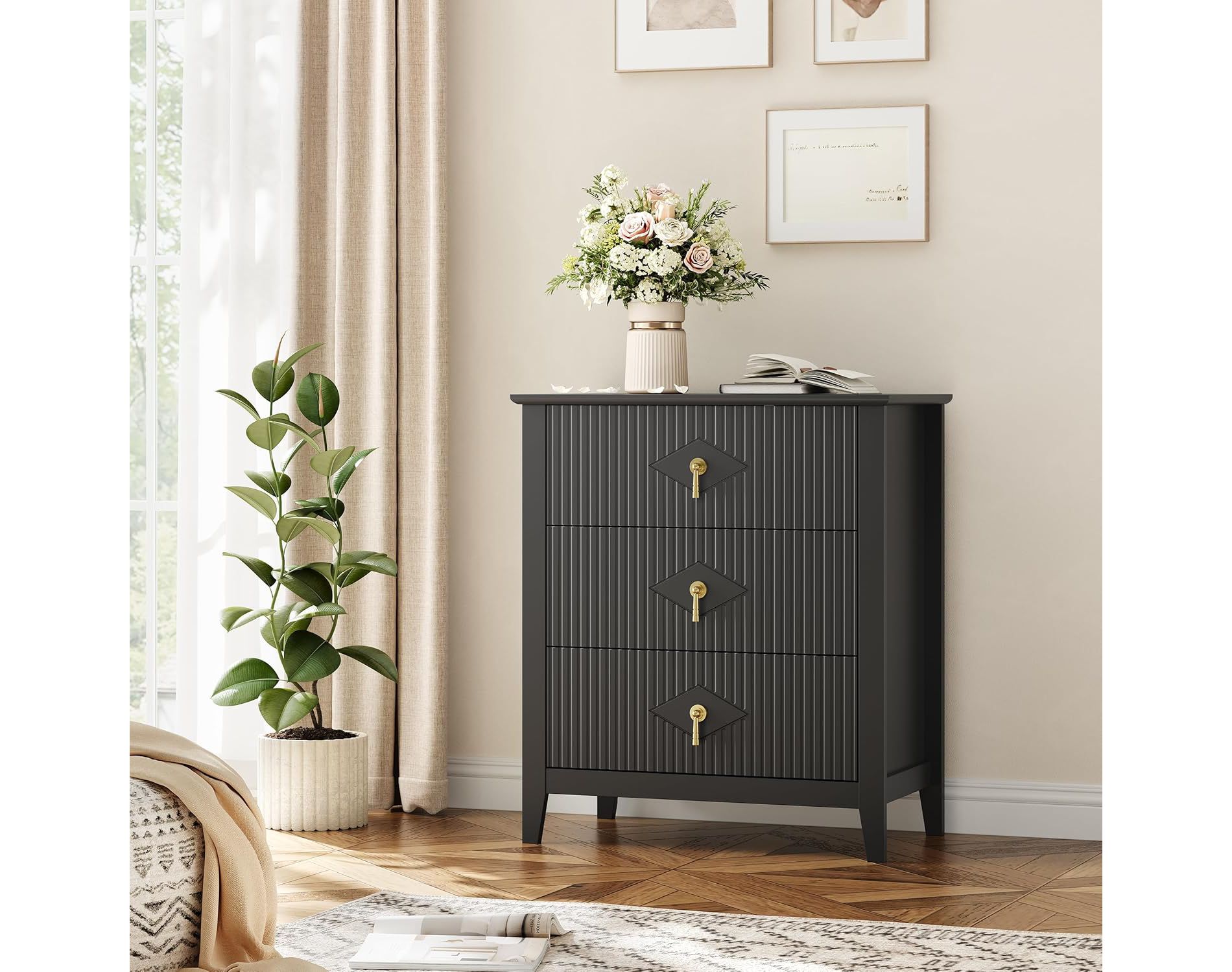 Modern Fluted Dresser, 3/5/6/7 Drawer Wood Dresser for Bedroom, Modern Chest of Drawers, Storage Organizer Cabinet for Living Room, Entryway